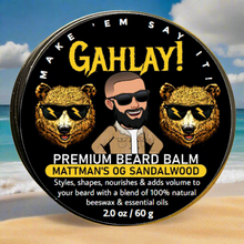 Load image into Gallery viewer, Mattman's OG SANDALWOOD Beard Balm by GAHLAY! | Signature Blend w/ FREE shipping | Greenville, SC | The Rise Guys