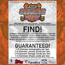 Load image into Gallery viewer, "CLEMSON LEGENDS", GAHLAY!, PSA DNA, PSA 10, JSA auto, Clemson Fanatics, Topps, sports cards, BGS, 1/1 auto, Clemson game used, Clemson game worn, Fanatics Clemson, Trevor Lawrence, Cade Klubnik, Phil Mafah, Clemson Dabo Swinney, Clemson gifts, Clemson fans
