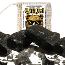 Load image into Gallery viewer, GAHLAY! Black Beard Moisturizing Bar Soap is the ultimate beard care essential, handcrafted to cleanse, hydrate, and nourish both your beard and the skin beneath. Made with Shea Butter, Aloe Vera, whole oats, and Vitamin E, it preserves natural oils, leaving your beard soft, refreshed, and moisturized while promoting healthy skin. With a long-lasting formula and a warm, earthy scent accented by coconut and honey, this soap delivers a luxurious grooming experience every time.