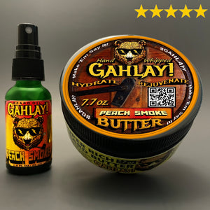 GAHLAY! Peach Smoke and Beard Butter Bundle - Perfect beard care combo for men, featuring the delightful Peach Smoke scent. Experience the ultimate hydration and styling with GAHLAY!'s premium Beard Butter. Upgrade your grooming routine with this exclusive bundle offer.